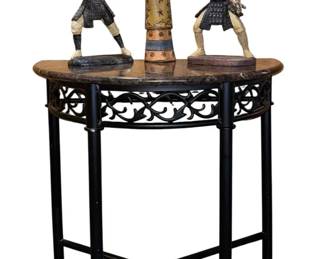 Elegant MarbleTop DemiLune Console Table  3Piece Asian Figurine Set