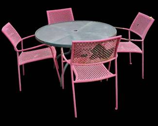  Vibrant 5Piece Pink Metal Patio Dining Set...For the Bold Decorator