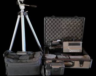 Vintage Panasonic OmniMovie VHS PV2200  Sharp Viewcam Bundle w Case  Tripod