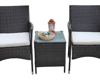 Sophisticated 3Piece AllWeather Wicker Bistro Set