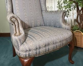 Queen Anne Style Wingback Armchair