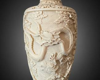 Norleans Hand Carved Dragons Resin Vase