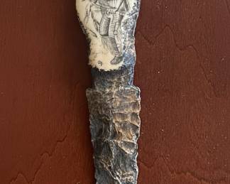Carved Knife with Native American Warrior