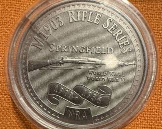 Apollo 11 40th Anniversary Commemorative Medallion, Korean War Memorial Medallion, and NRA Springfield Rifle Series Medallion