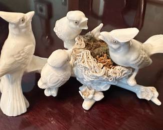 Porcelain Birds with Nest Figurine Group