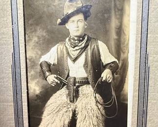 Vintage Cowboy Portrait Postcard with Wooly Chaps