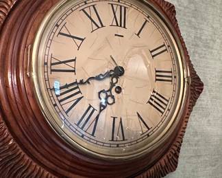 Antique Victorian Carved Oak Banjo Barometer and Thermometer