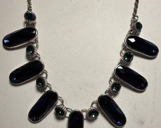 Art Deco Style Faceted Glass Necklace