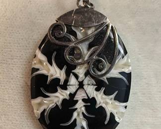 Vintage Mother of Pearl and Onyx Pendant