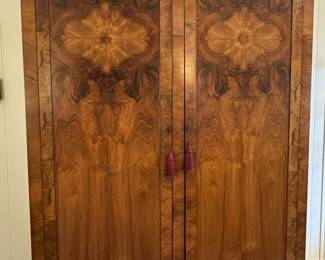Antique Burl Walnut Baroque Armoire Wardrobe
