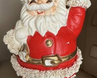 Vintage Spaghetti Trim Santa Claus Coin Bank