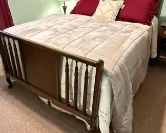 Vintage Dark Wood Full Size Sleigh Bed Frame