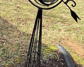 Wrought Iron Celestial Armillary Sphere with Arrow Weathervane