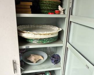 Vintage Metal Storage Cabinet with Mint Green Interior