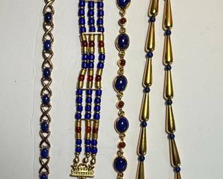 Egyptian-Inspired Lapis Lazuli and Gold-Tone Jewelry Set