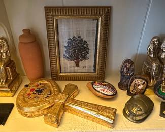 Egyptian Ankh Trinket Box with Hieroglyphic Inscriptions