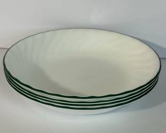 Corelle "Callaway" Green Rim Swirl Soup Cereal Bowls (Set of 4)