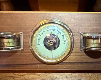 Vintage Barometer, Hygrometer, and Thermometer Set in Wooden Case