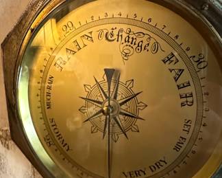 Ornate Banjo Barometer and Thermometer Wall Hanging