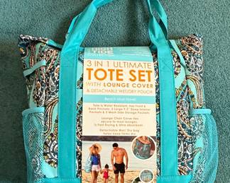 Steve Elliot's High Tide Collection 3-in-1 Ultimate Tote Set with Lounge Cover & Detachable Wet/Dry Pouch