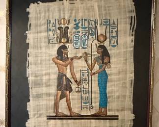 Framed Ancient Egyptian Papyrus Art - Pharaoh and Chariot Scenes