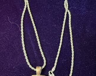 Sterling Silver Square Filigree Cross Pendant Necklace