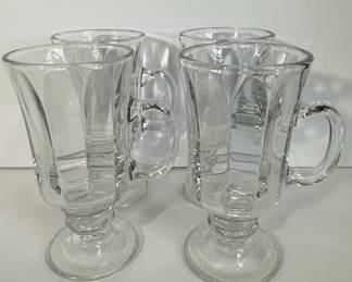 Clear Glass Footed Mugs with Handles