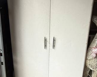 Vintage Metal Storage Cabinet with Mint Green Interior