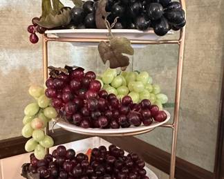 Fruit de Blanc Three-Tiered Serving Stand with Faux Grapes