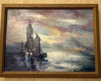 Seascape Painting with Sailing Ship