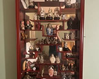 Vintage Asian Rosewood Display Cabinet with Figurines