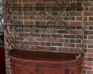 Decorative Wood and Wrought Iron Baker's Rack