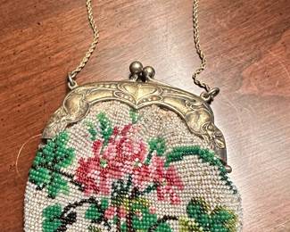 Antique Beaded Coin Purse with Sterling Silver Frame by Irma L. Jones