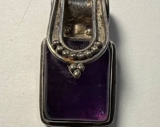 Sterling Silver Amethyst Pendant Necklace - Taxco