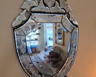 Venetian Beveled and Engraved Glass Mirror, Fabulous!