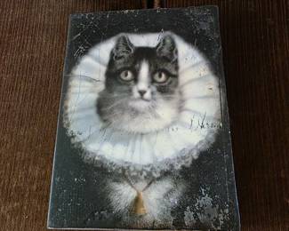 Sid Dickens T-282 Peirrot retired Memory Block by Canadian artist, rare retired tile featuring a cat wearing a ruff collar. 