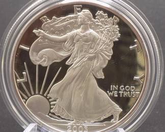 Lot 137. 2003 proof American Silver Eagle with one ounce of .999 silver