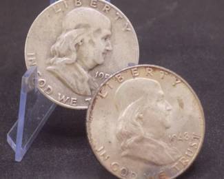 Lot 10. Two Franklin Half Dollars