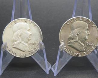 Lot 328. Two Franklin Half Dollars