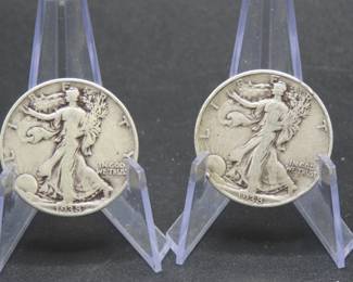 Lot 361. Two Walking Liberty half Dollars