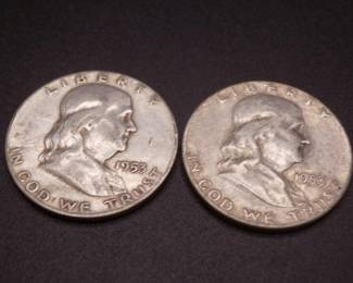 Lot 14. Two Franklin Half Dollars