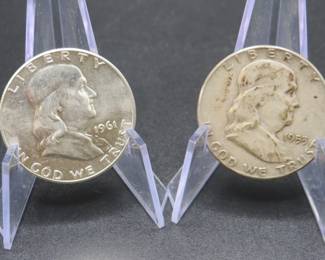 Lot 195. Two Franklin Half Dollars