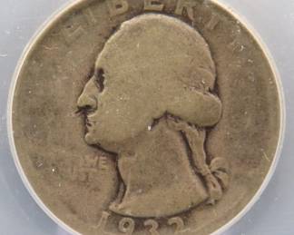 Lot 97. 1932 D Washington Quarter slabbed and graded ICG-AG3
