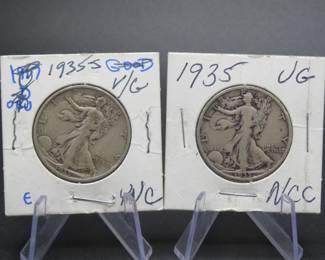 Lot 257. 1935 P and S Walking Liberty Half Dollars