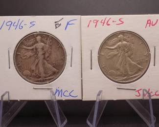 Lot 41. Two 1946 S Walking Liberty half Dollars