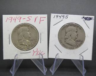 Lot 302. Two Franklin Half Dollars dates as pictured
