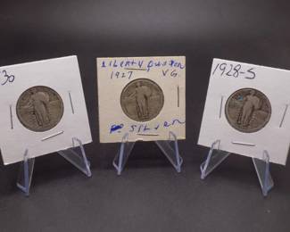 Lot 99. Three Standing Liberty Quarters dated 1927 P, 1928 S, and 1930 P