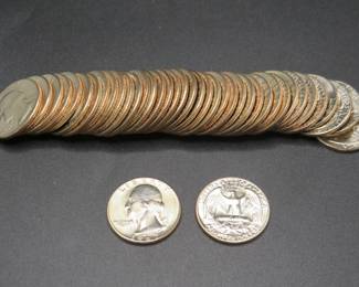 Lot 96. One tube of 40 1967 P Unc. Washington Quarters