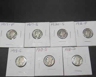 Lot 170. Seven Mercury Dimes in holders dated as marked