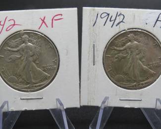 Lot 162. Two 1942 P Walking Liberty half dollars
